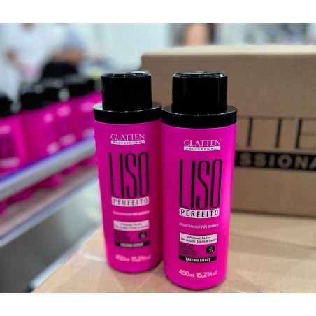 Teilen: Zu den Wünschen hinzufügen Glatten Kit Liso Perfeito - 450ml - (Schritt 1 und 2)